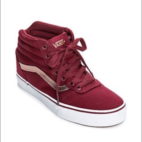 burgundy and gold vans